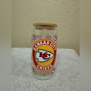 Kansas City Chiefs Glass Tumbler with Straw